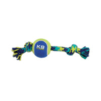 K9 Fitness by Zeus Hueso de cuerda anudada con pelota de tenis - Pequeño - 22,86 cm (9 pulgadas)