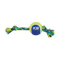 K9 Fitness by Zeus Hueso de cuerda anudada con pelota de tenis - Mediano - 25,4 cm (10 pulgadas)